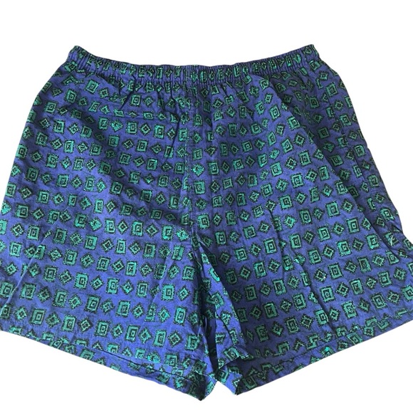 90s Vintage Size Medium Blue and Green Swim Trunks - Picture 1 of 6